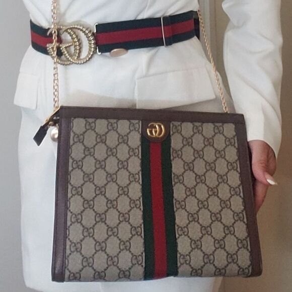 GUCCI GG Web OPHIDIA Bag and GG Torchon Web Belt Bundle - Picture 3 of 16